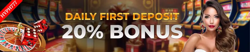 daily first deposit up to 20% at hyph444 casino!